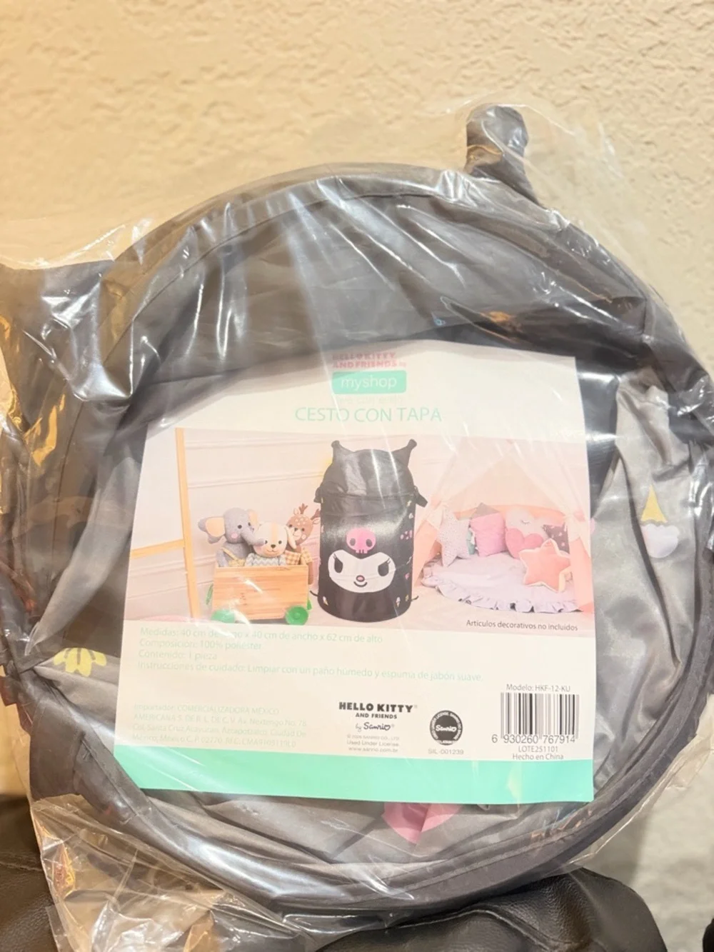 Sanrio Kuromi Pop-Up Laundry Hamper with Zippered Lid